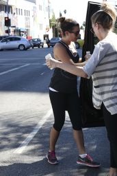 Lea Michele in Leggings Heading to The Sweat Shop - September 2014