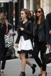 Lily Collins in Paris - Leaving Givenchy Store, September 2014