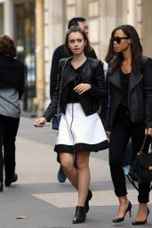 Lily Collins in Paris - Leaving Givenchy Store, September 2014
