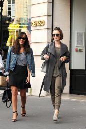 Lily Collins Street Style - Shopping in Paris, September 2014