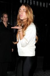 Lindsay Lohan Night Out Style - at the Chiltern Firehouse in London - Sept. 2014