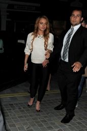 Lindsay Lohan Night Out Style - at the Chiltern Firehouse in London - Sept. 2014