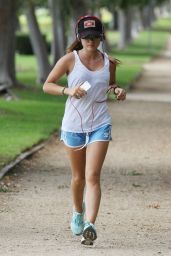 Lucy Hale - Jogging Before Going to a Gym in Los Angeles - Sept. 2014