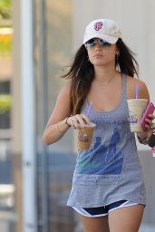 Lucy Hale Wears Short Shorts - Leaving The Coffee Bean & Tea Leaf in Los Angeles - Sept. 2014