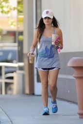 Lucy Hale Wears Short Shorts - Leaving The Coffee Bean & Tea Leaf in Los Angeles - Sept. 2014