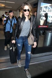 Mandy Moore in Ripped Jeans - at LAX Airport in Los Angeles - September 2014