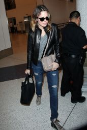 Mandy Moore in Ripped Jeans - at LAX Airport in Los Angeles - September 2014