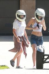 Miley Cyrus - Riding Cam-Am Spyder Limited ST Motorcycle in Beverly Hills - Sept. 2014