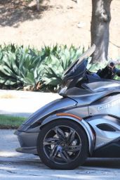 Miley Cyrus - Riding Cam-Am Spyder Limited ST Motorcycle in Beverly Hills - Sept. 2014
