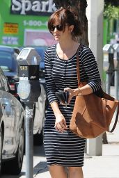 Minka Kelly Booty in Striped Dress - Out in Los Angeles, September 2014
