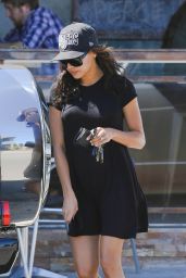 Naya Rivera Leggy in Black Mini Dress - Leaving Spitz Resturant in LA, Sept. 2014