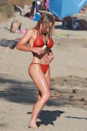 Nikki Lund Bikini Candids - Beach in Malibu, September 2014