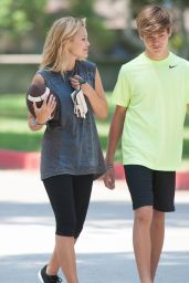 Olivia Holt in Leggings - Playing ball in Los Angeles, September 2014
