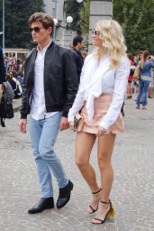 Pixie Lott Shows Pff Plenty of Leg in Mini Skirt - Out in Milan, Italy