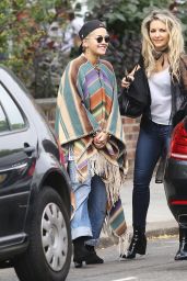 Rita Ora in a Poncho - Out in London - September 2014