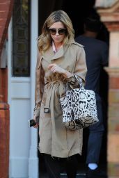 Abbey Clancy in Wind Coat at an Agent Provocateur Store in Soho, London