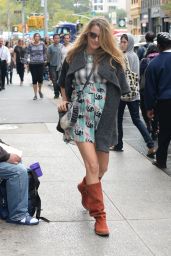 Blake Lively in Knee High Boots - Out in New York City - October 2014