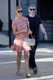 Cat Deeley Wearing a Flowered Mini Dress in Beverly Hills - October 2014