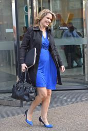 Charlotte Hawkins in Blue Dress - Leaving the ITV Studios in London - October 2014