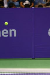 Eugenie Bouchard Practices Prior to the BNP Paribas WTA Finals 2014 at Singapore