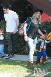 Hilary Duff in Ripped Jeans - Halloween Costume Party at a School in Beverly Hills - October 2014