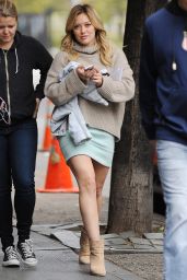 Hilary Duff - Leggy in Mini Skirt - on the Set of 