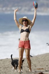 Hilary Swank in a Bikini Top at a Beach in Malibu - October2014