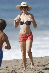 Hilary Swank in a Bikini Top at a Beach in Malibu - October2014