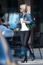 January Jones Street Style - at a Starbucks in Los Angeles, Oct. 2014