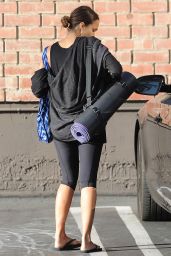 Jessica Alba in Tights - Arriving at a Yoga Studio in Los Angeles, Oct. 2014
