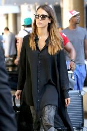 Jessica Alba Style - Arriving at LAX Airport in Los Angeles, October 2014