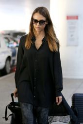 Jessica Alba Style - Arriving at LAX Airport in Los Angeles, October 2014