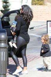 Kim Kardashian Booty in Pleather Pants - Leaving The Grill in Calabasas - October 2014