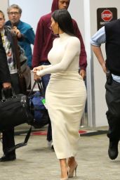 Kim Kardashian in Figure-Hugging Dress at San Francisco International Airport - October 2014