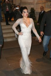 Lady Gaga in White Dress - Leaving Her Hotel in London - Octtober 2014