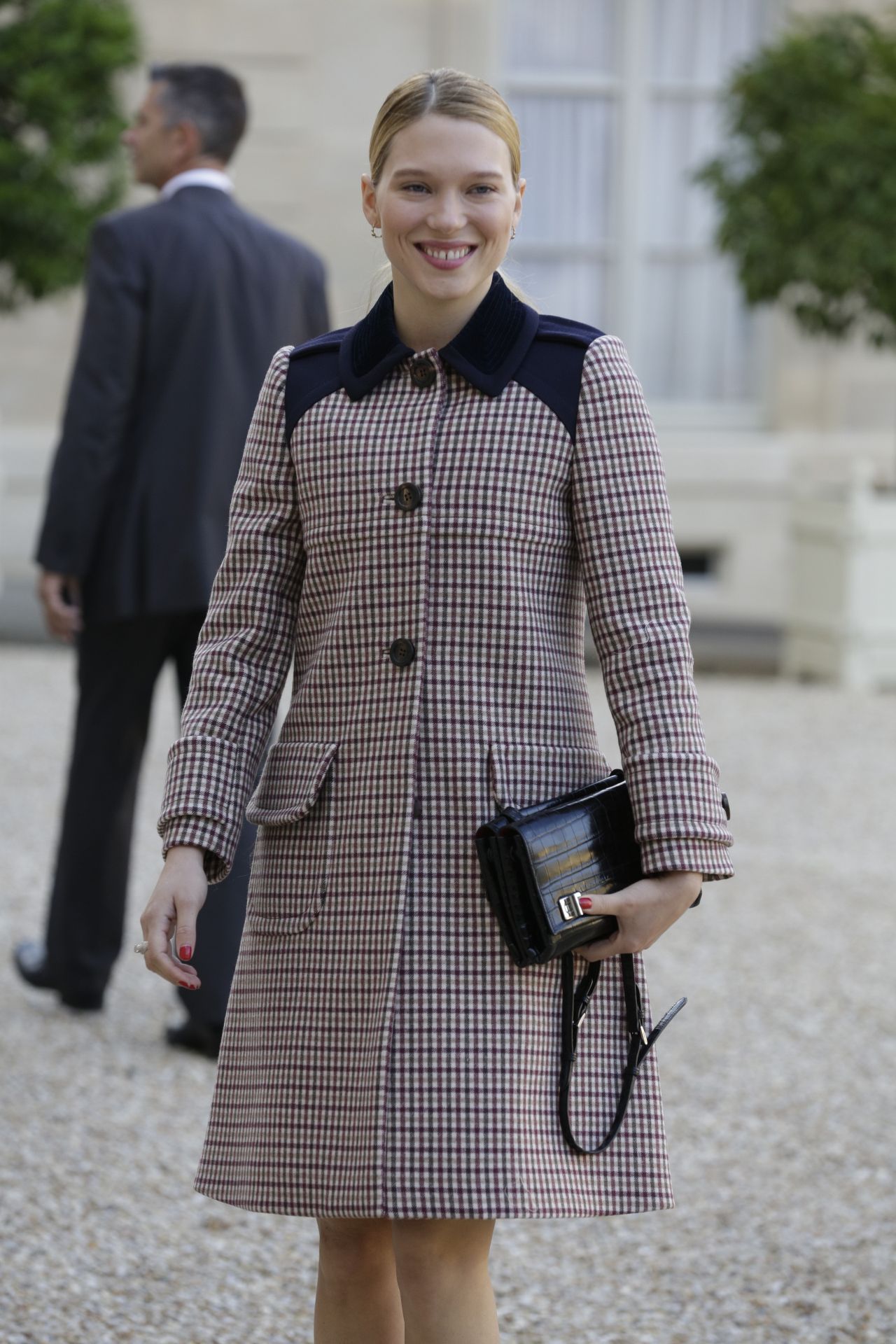 France Léa Seydoux Checkered Coat