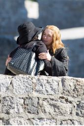 Lena Headey on the set of 