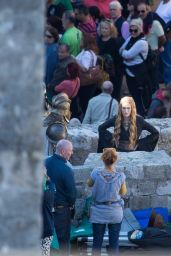 Lena Headey on the set of 
