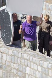Lena Headey on the set of 