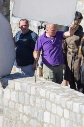 Lena Headey on the set of 