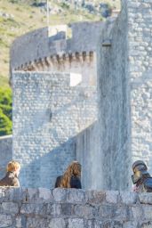 Lena Headey on the set of 
