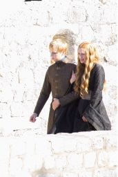 Lena Headey on the set of 