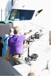 Lena Headey on the set of 