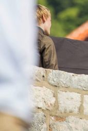 Lena Headey on the set of 