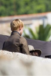 Lena Headey on the set of 