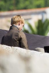 Lena Headey on the set of 