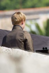 Lena Headey on the set of 