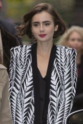 Lily Collins Leggy - Out in London - October 2014