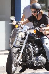 Lily Collins with new Beau Matt Easton Enjoying a Motorycle Ride in Beverly Hills - October 2014