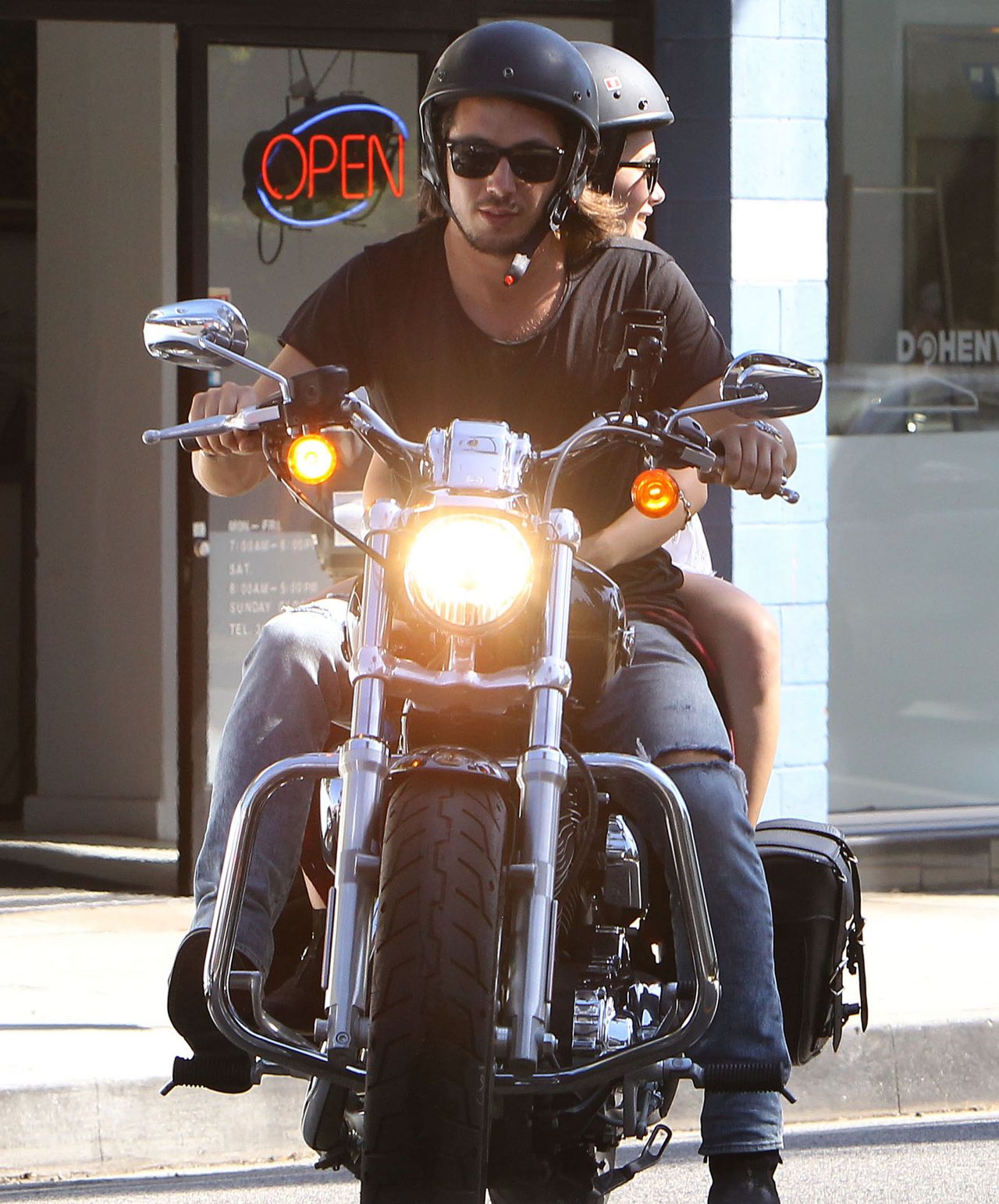 Lily Collins with new Beau Matt Easton Enjoying a Motorycle Ride in ...